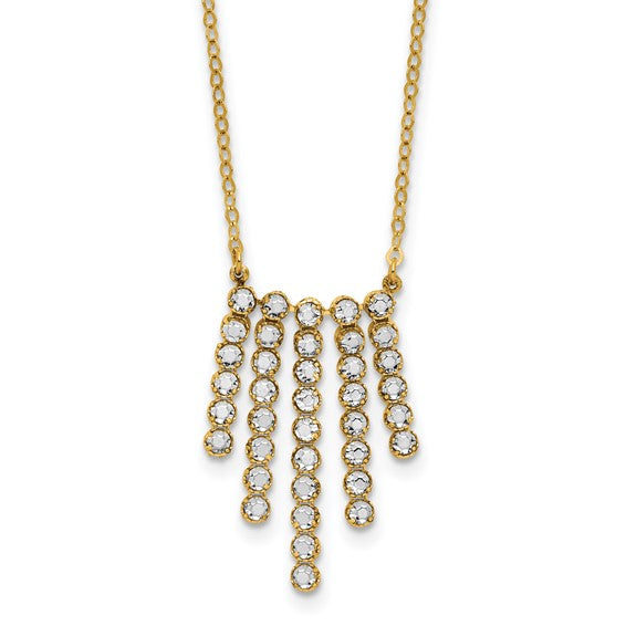 14k Two-Tone Diamond-Cut 5-Bar Drop Necklace