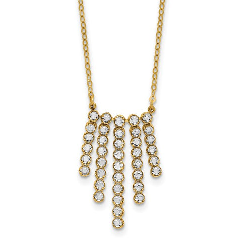 14k Two-Tone Diamond-Cut 5-Bar Drop Necklace