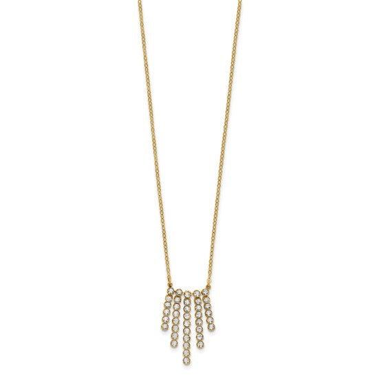 14k Two-Tone Diamond-Cut 5-Bar Drop Necklace