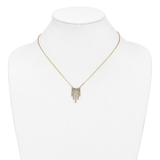 14k Two-Tone Diamond-Cut 5-Bar Drop Necklace