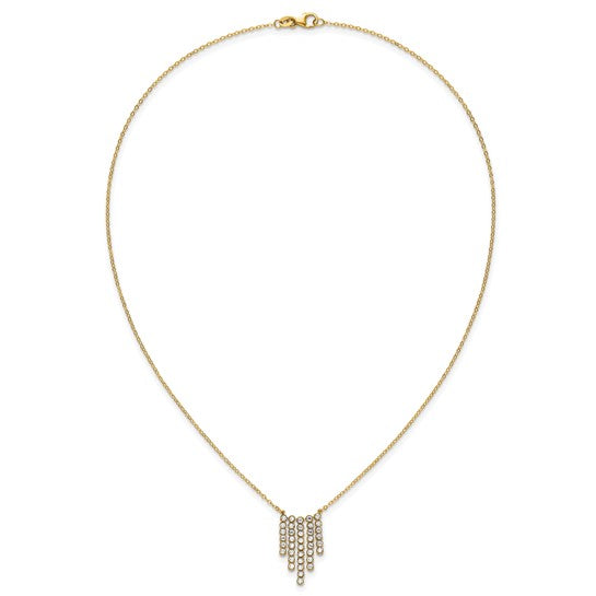 14k Two-Tone Diamond-Cut 5-Bar Drop Necklace