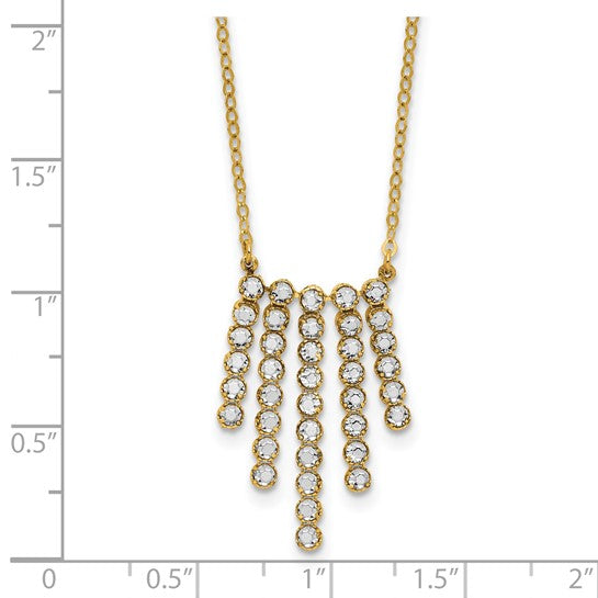 14k Two-Tone Diamond-Cut 5-Bar Drop Necklace