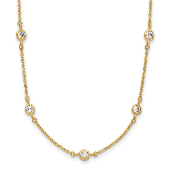 14K Bezel Set Cubic Zirconia Station Necklace