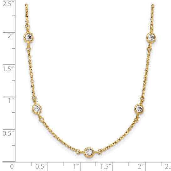 14K Bezel Set Cubic Zirconia Station Necklace