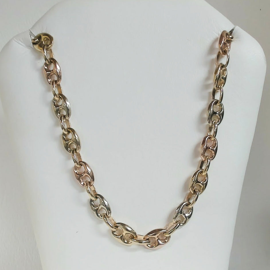 24" 14K Tri-Color Puffy Gucci-Link Chain