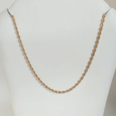 20" 14K 1.5mm Diamond-Cut Rope