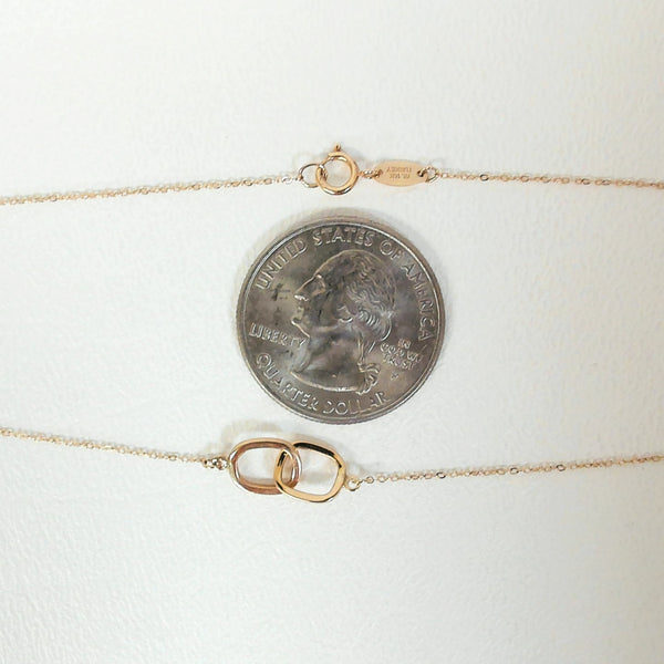 18"14K Double Ring Necklace