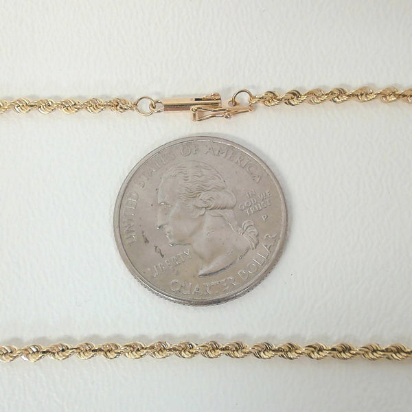 30" 14K 2.2MM Diamond-Cut Rope Chain