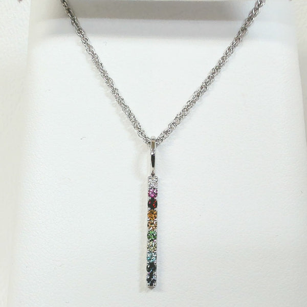 18" 14K Rainbow Bar Necklace