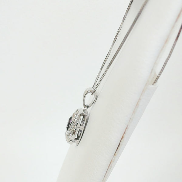18" 14K Hexagon-Cut Amethyst and Diamond Necklace