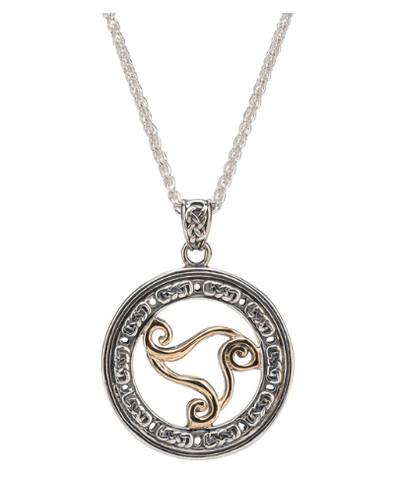 Sterling & 10k Whirlpool Wave Pendant