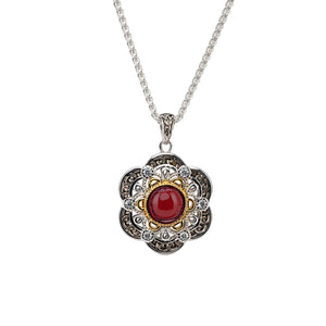 Sterling/23k Garnet & CZ Celestial Pendant