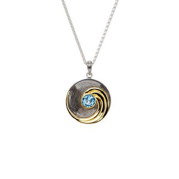 Sterling & 23k-Glided Swiss Blue Topaz Whirlpool Pendant