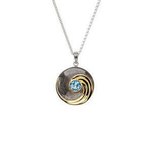 Sterling & 23k-Glided Swiss Blue Topaz Whirlpool Pendant