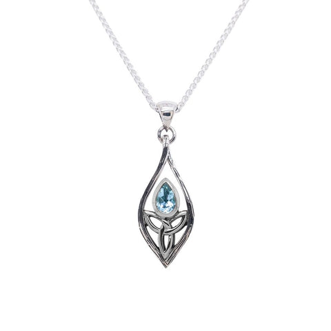Sterling & Blue Topaz Small Guardian Angel Necklace