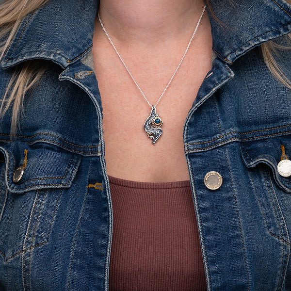 Sterling/10K Apatite & CZ "Rocks N Rivers" Necklace