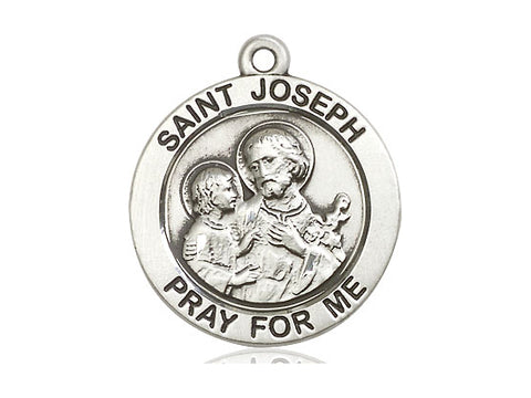Sterling Silver Round St. Joseph Medal