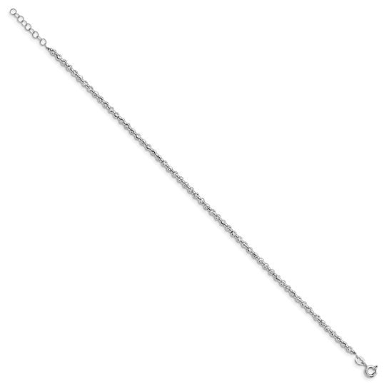 Sterling Silver Diamond Cut Beaded Anklet