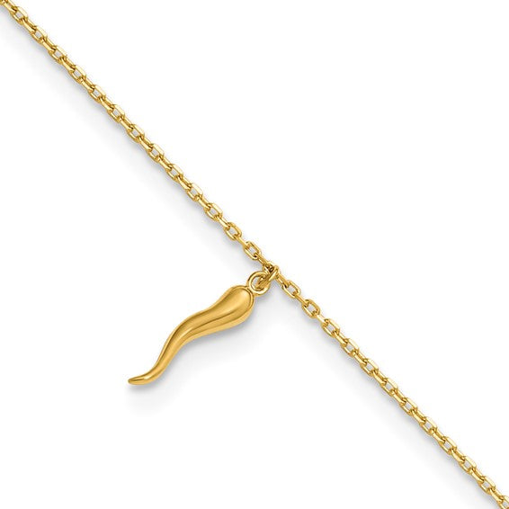 14K Italian Horn Charm Anklet