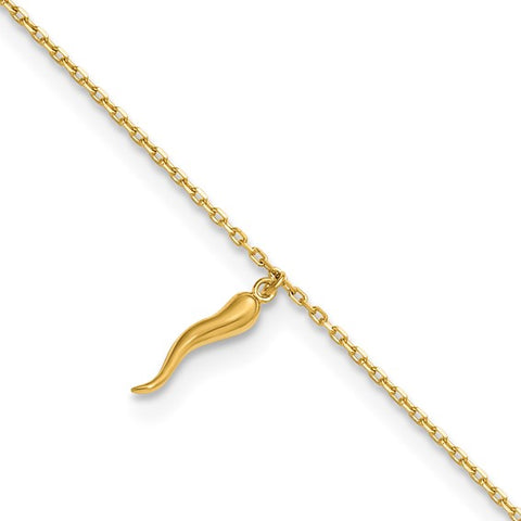 14K Italian Horn Charm Anklet