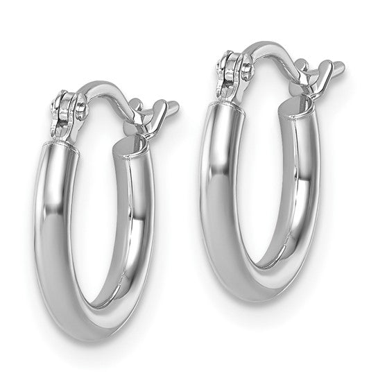 14k White Gold Small Polished Hoop Earrings