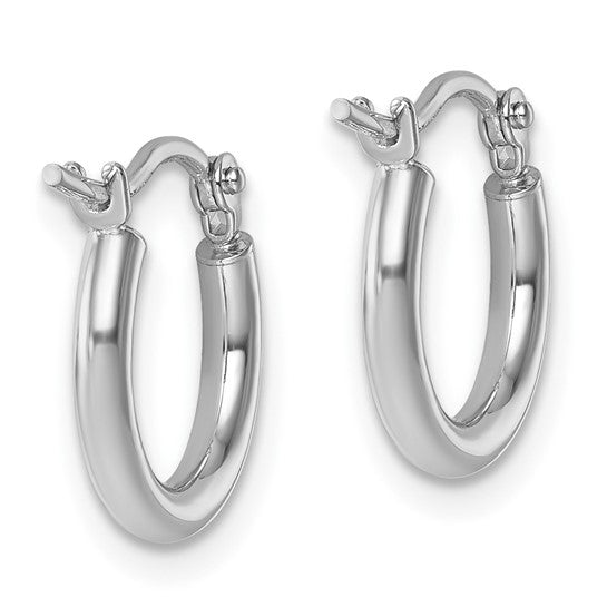 14k White Gold Small Polished Hoop Earrings