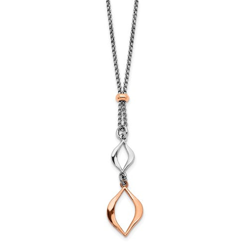 Sterling Silver Polished Rose-Tone Fashion Necklace