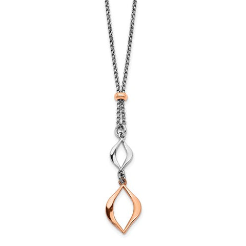 Sterling Silver Polished Rose-Tone Fashion Necklace
