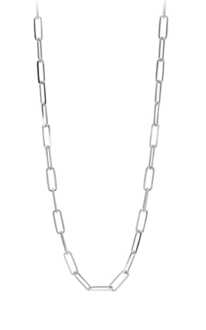 Sterling Silver & Rhodium 18" Paperclip Necklace