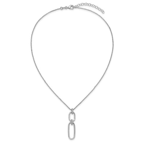 Sterling Silver Polished Cubic Zirconia Pendant Necklace