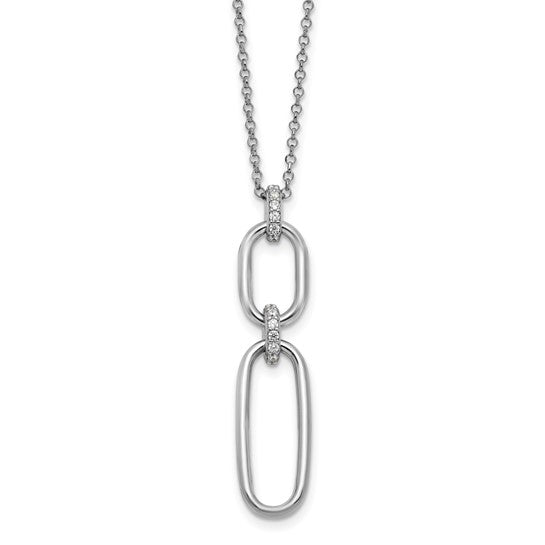 Sterling Silver Polished Cubic Zirconia Pendant Necklace