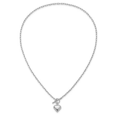 Sterling Silver Polished Heart Toggle Necklace
