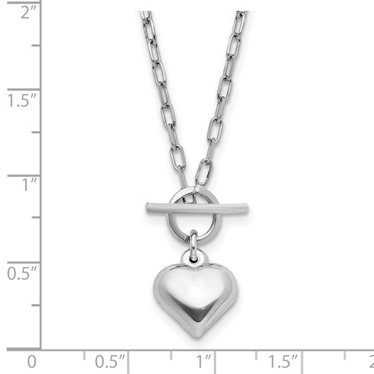 Sterling Silver Polished Heart Toggle Necklace
