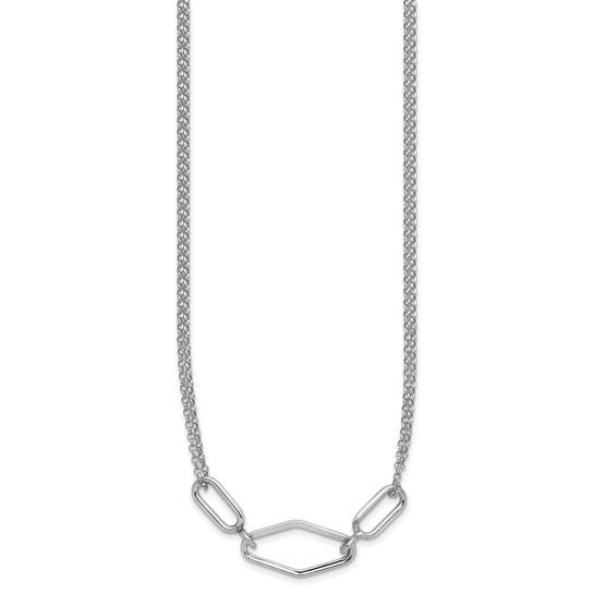 Sterling Silver 2-Strand Geometric Link Necklace