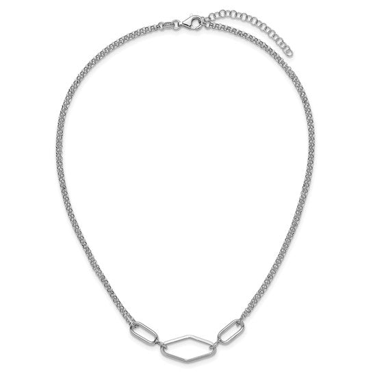 Sterling Silver 2-Strand Geometric Link Necklace