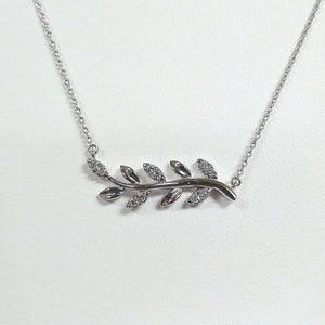 Sterling Silver Diamond Branch/Leaves Necklace