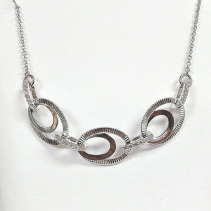 Sterling Silver Diamond Oval Loops Necklace