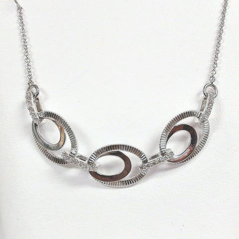 Sterling Silver Diamond Oval Loops Necklace