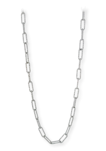 18" Sterling Silver Textured Paperclip Necklace
