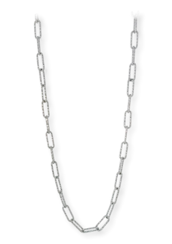 18" Sterling Silver Textured Paperclip Necklace