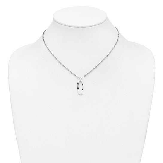 Sterling Silver Polished Oval Pendant & Singapore Chain