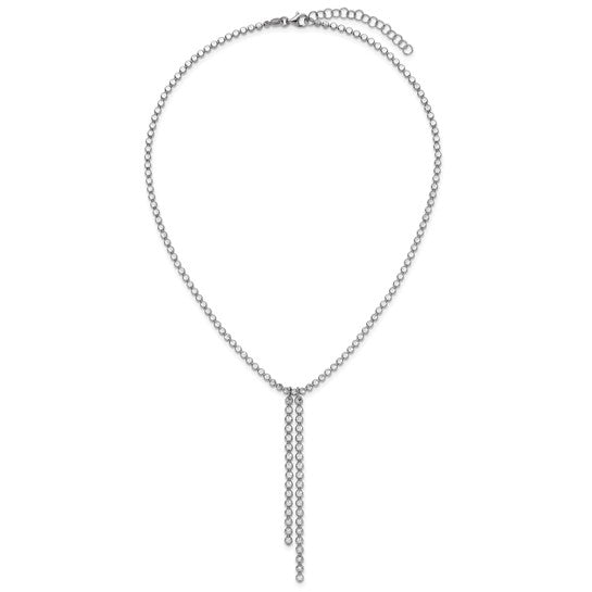 Sterling Silver Diamond-Cut 2-Drop Disc Link Necklace