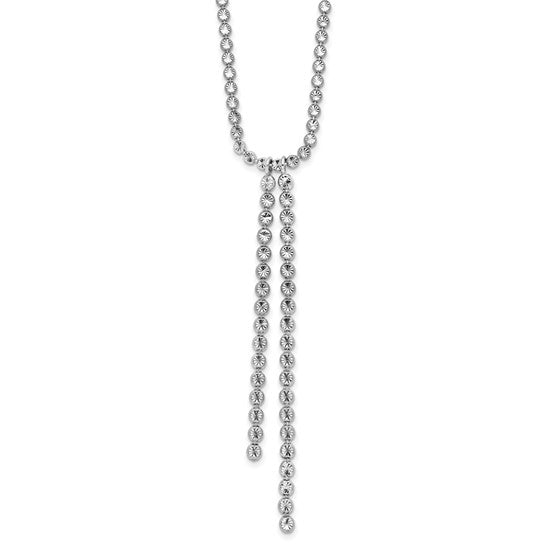 Sterling Silver Diamond-Cut 2-Drop Disc Link Necklace