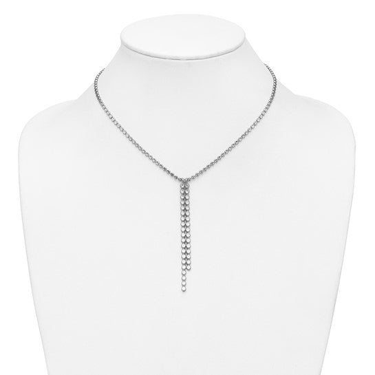 Sterling Silver Diamond-Cut 2-Drop Disc Link Necklace