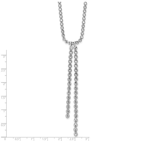 Sterling Silver Diamond-Cut 2-Drop Disc Link Necklace