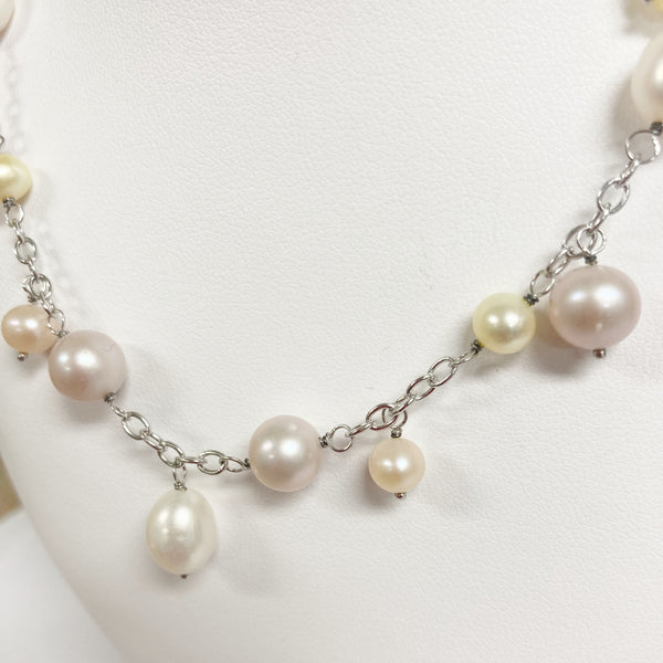 Sterling Multi-Color Pearl Necklace