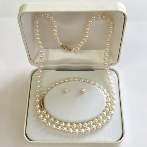 14k (4.5-5.0mm) Akoya Pearl Necklace/Bracelet/Earrings Set