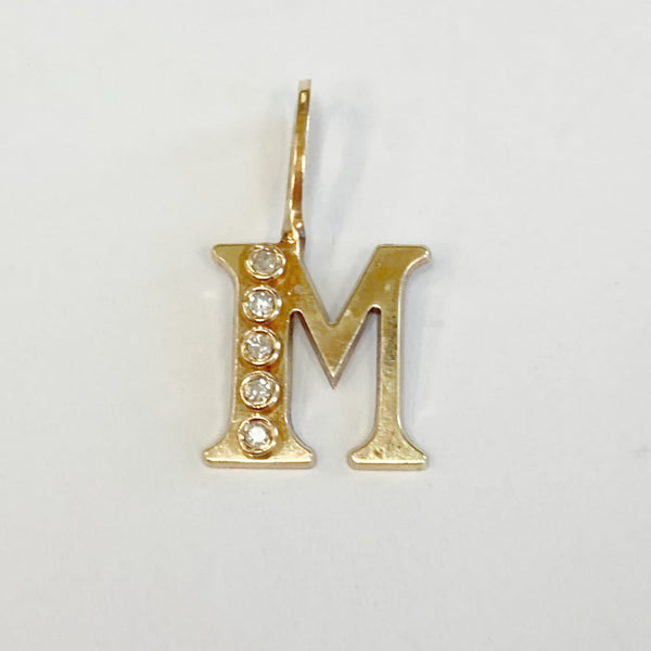 14k Melee Diamond "M" Charm