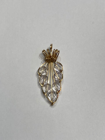 Yellow Gold-Filled White Crystal Bead Pendant