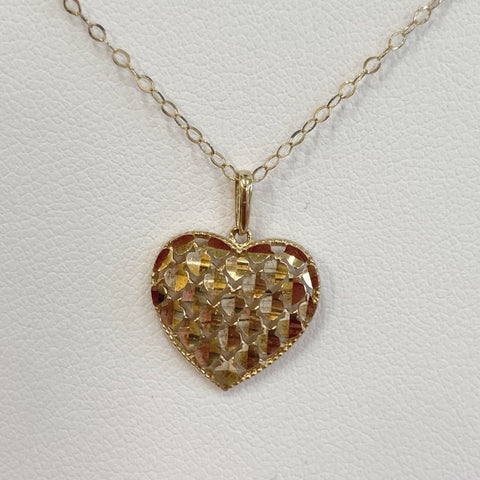 10k Diamond-Cut Heart Pendant Necklace